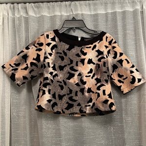 Gracia black, cream, grey sheer crop top